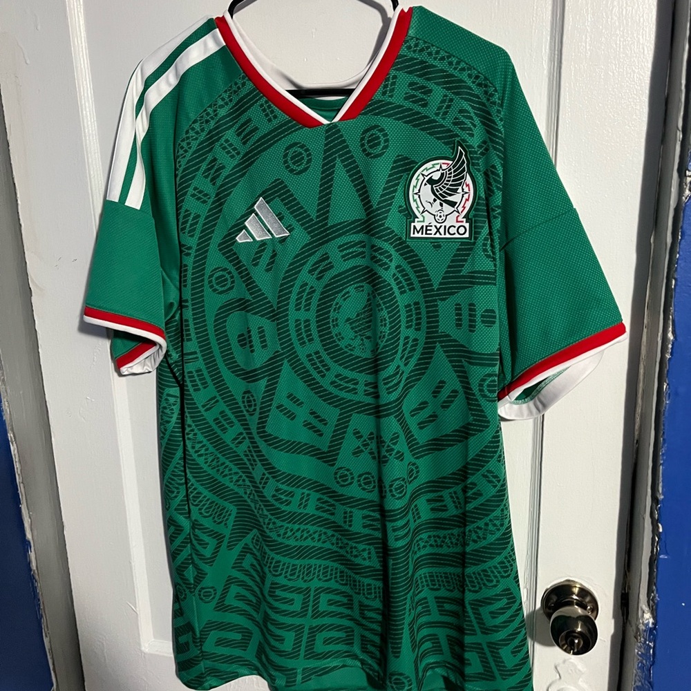 Adidas team Mexico Green Soccer Jersey with Red and White Accents